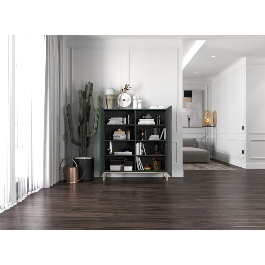 Komoda Glamour RTV Glamour Butelkowa Zieleń Ryflowane Fronty 112 cm