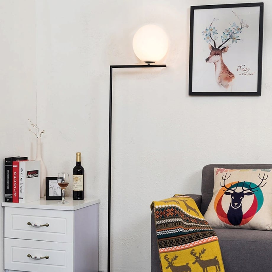 Lampa Stojąca Podłogowa Nowoczesna Czarna Glamour