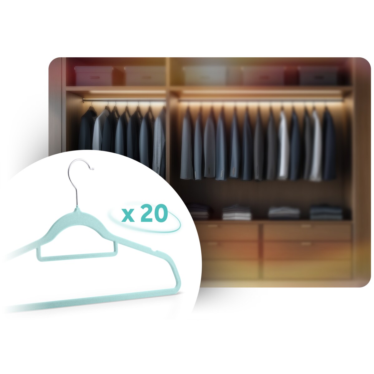 Wieszaki na ubrania welurowe do szafy zestaw 20szt. Massido