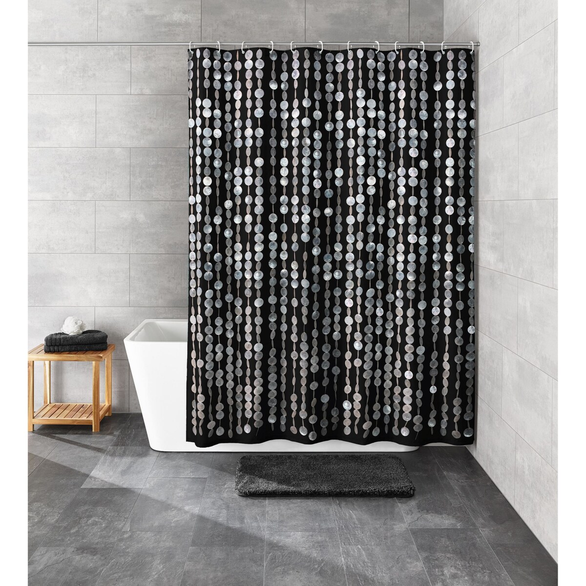 Kleine Wolke Perla Tekstylna Zasłona prysznicowa Eco Care czarna perły