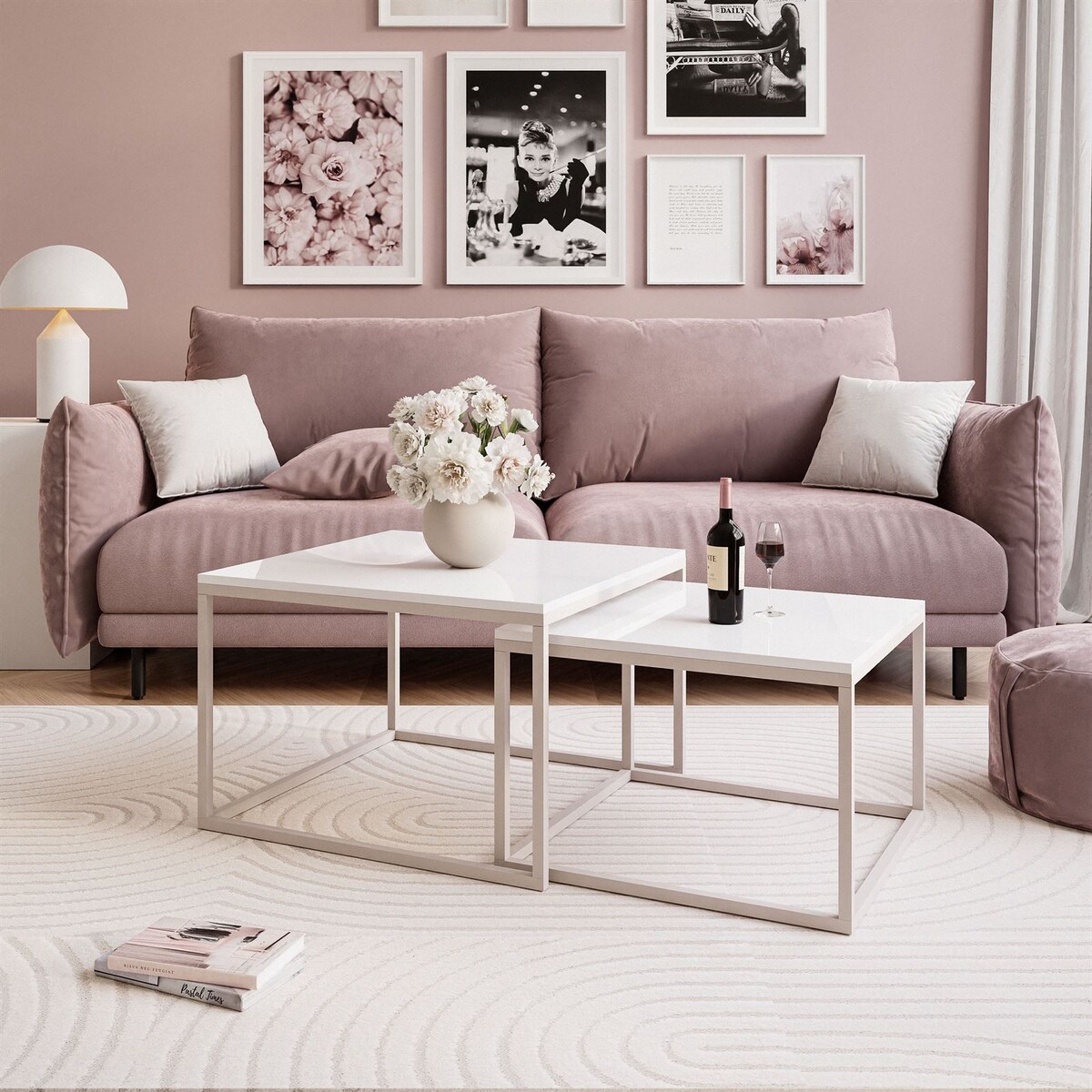 Stolik YOSHI 2w1 kaszmir biały połysk