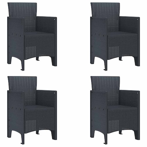 vidaXL Krzesło Ogrodowe 4 pcs Antracyt 53 x 49 x 85 cm PP