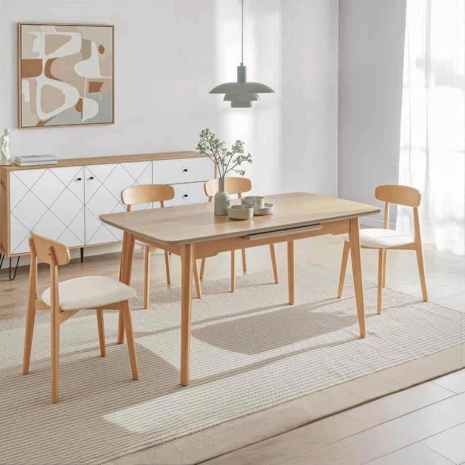 Stół rozkładany ceramiczny do jadalni dąb 120-160 cm SAMER