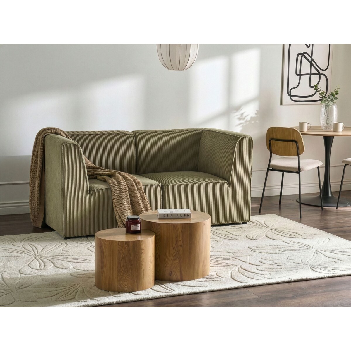Sofa modułowa dla 2 osób LEMVIG Zielony Sztruks