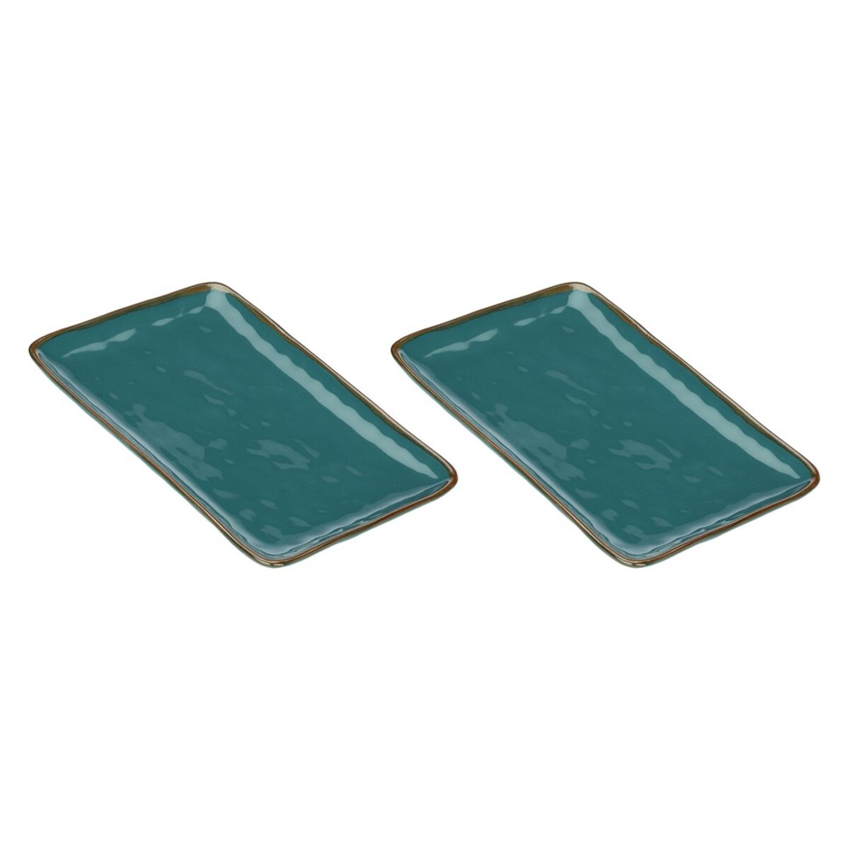 Zestaw 2 tac prostokątnych Concerto Ottanio - Niebiesko-zielony, 27 x 19 cm