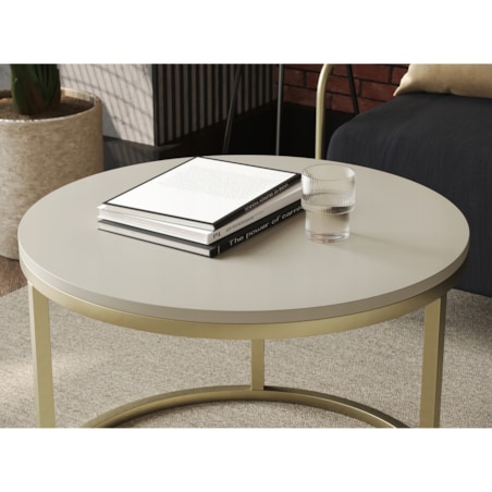 Stolik Kawowy KASZMIR SOFT LOFT GOLD Okrągły JAPANDI BOHO Salon Złoty 60cm