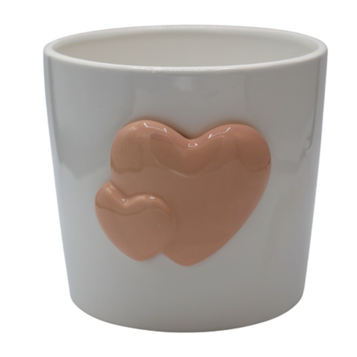 Doniczka z 2 serduszkami 18,5x17x15,5 cm OLLANA pomarańczowe