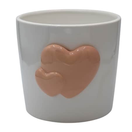 Doniczka z 2 serduszkami 18,5x17x15,5 cm OLLANA pomarańczowe