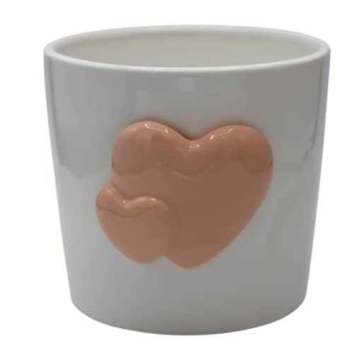 Doniczka z 2 serduszkami 18,5x17x15,5 cm OLLANA pomarańczowe