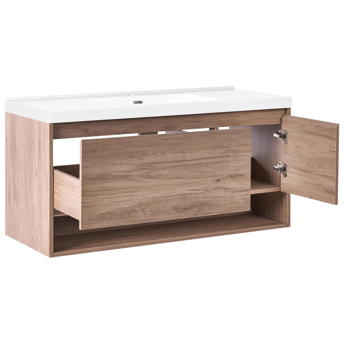 Szafka łazienkowa wisząca z umywalką UMAYO 120 cm Jasnobrązowy