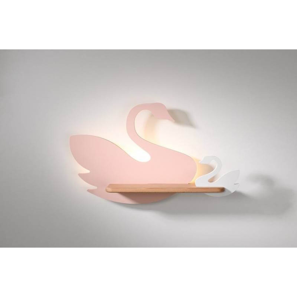 Dziecięca LAMPA ścienna SWAN 21-75598 Candellux drewniana OPRAWA dekoracyjna LED 5W 4000K łabędzie różowe białe drewno
