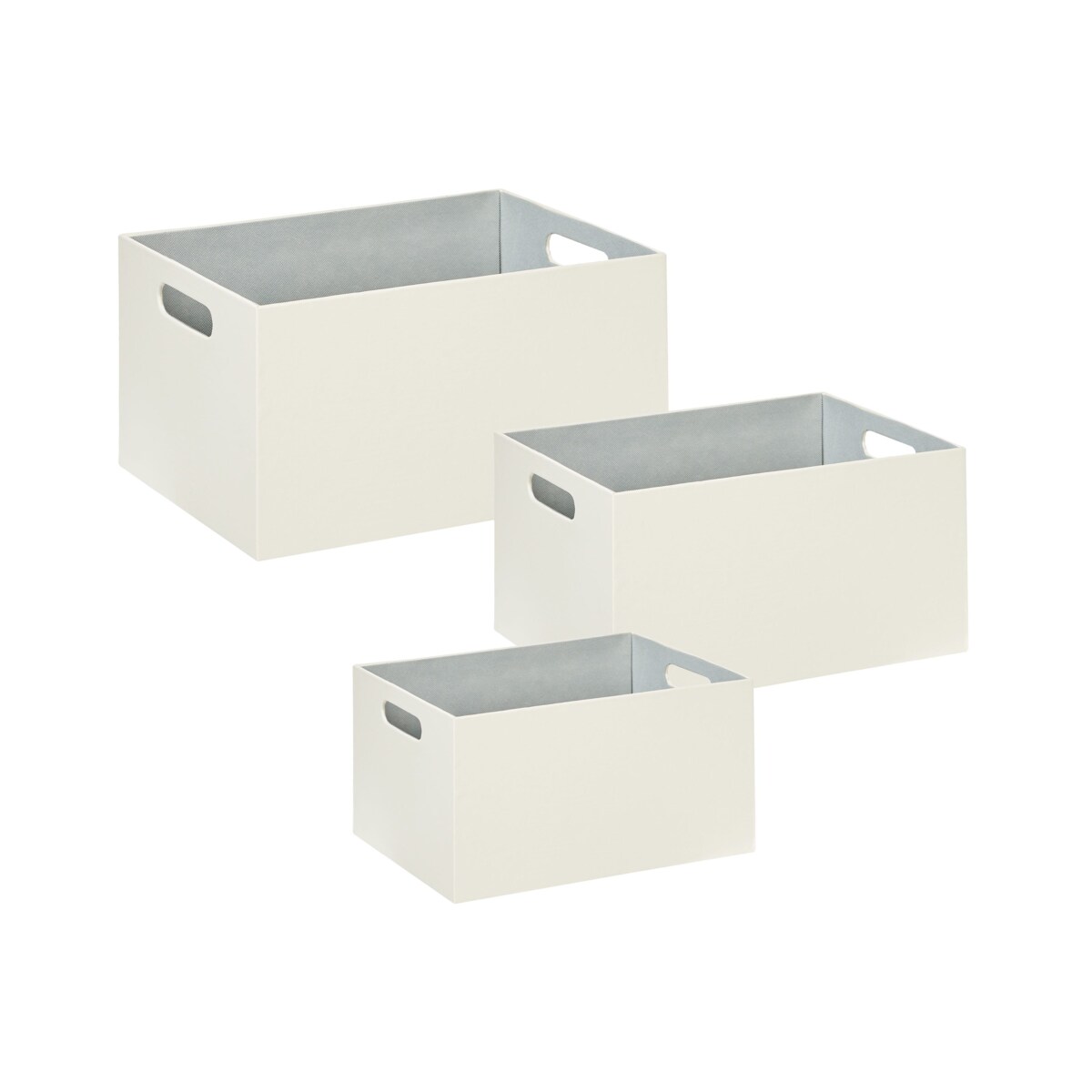 Zestaw 3 koszy z ekoskóry kremowy LARSA