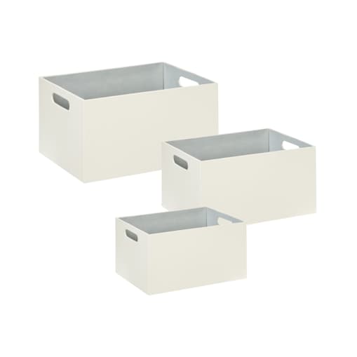 Zestaw 3 koszy z ekoskóry kremowy LARSA