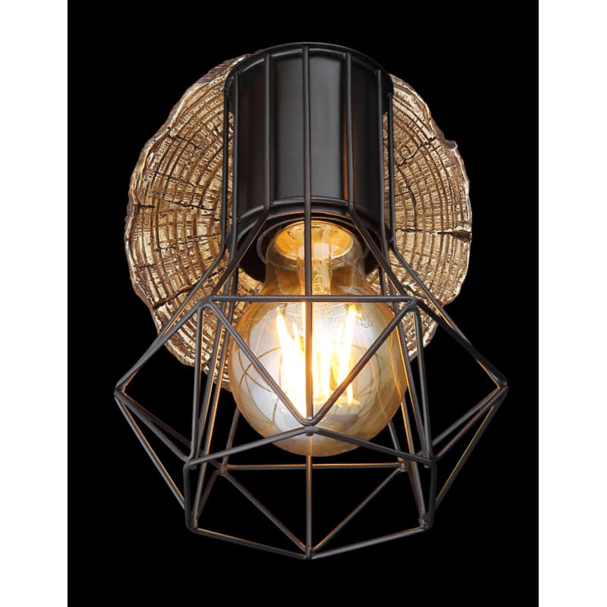 Ruchomy kinkiet Priska 54017W-1 druciany czarny drewno