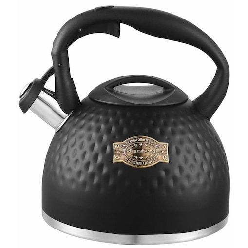 Czajnik stalowy z gwizdkiem 3.0L z grubym dnem czarny KLAUSBERG