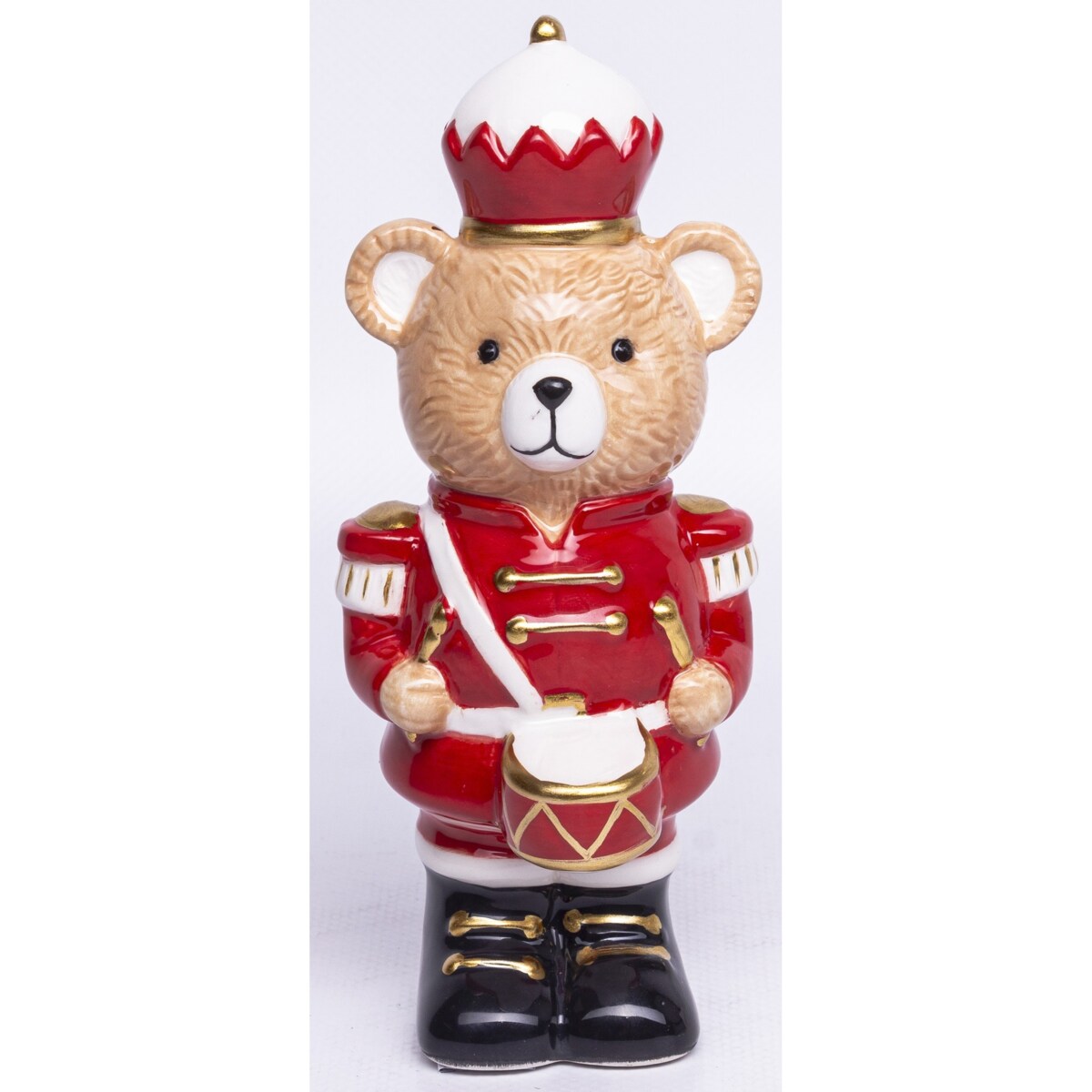 Figurka niedźwiadek 16x7x7 cm USO z biało-czerwonym ciasteczkiem na głowie