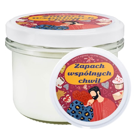 Naturalna świeca sojowa zapachowa "ZAPACH WSPÓLNYCH CHWIL" romantyczny prezent upominek na walentynki rocznice dla chłopaka dziewczyny niej niego żony męża kobiety faceta mężczyzny narzeczonej