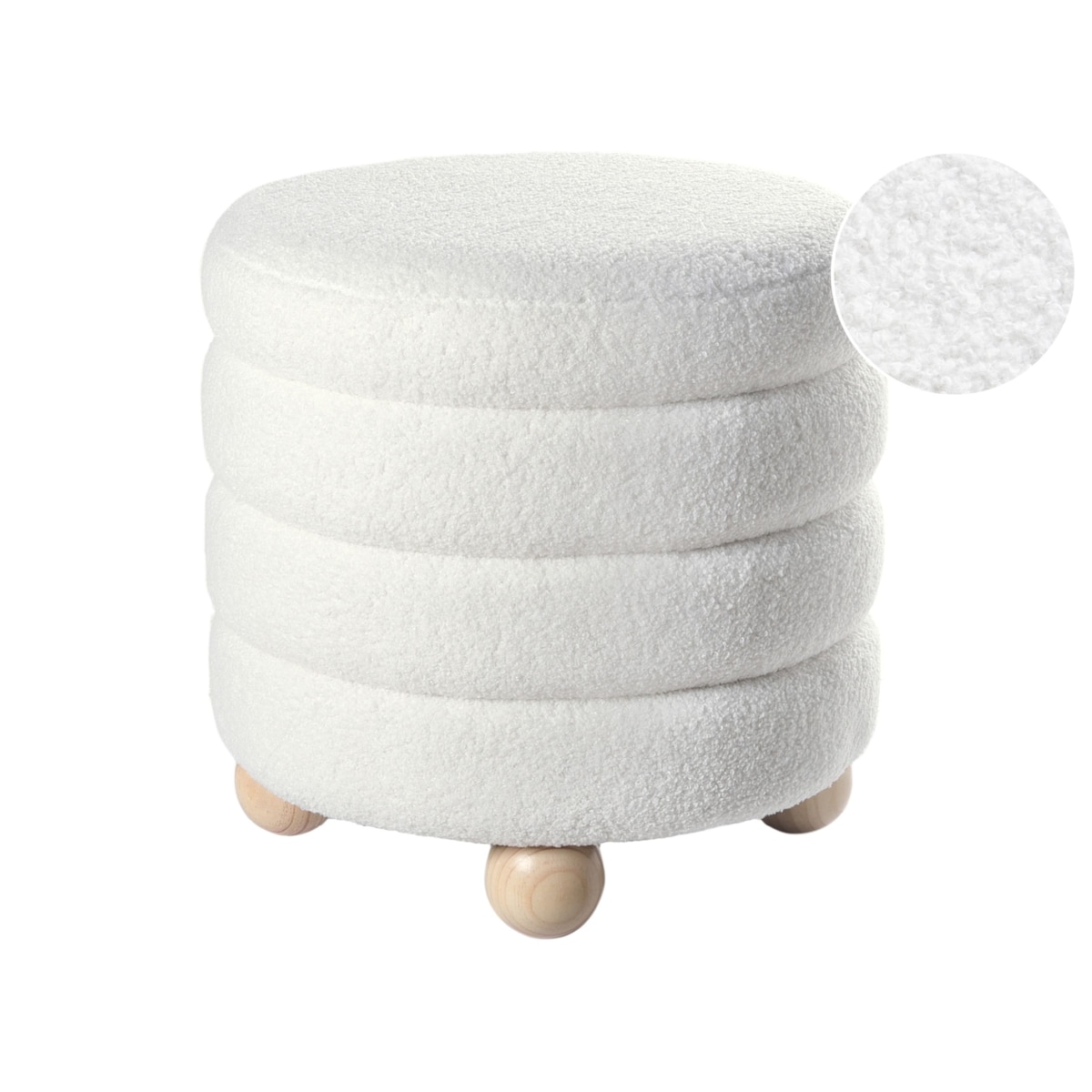 Puf CHILLY Złamana biel Sztuczne futro 42 cm 42 cm