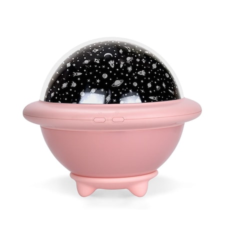 Lampka nocna dla dzieci projektor nieba i gwiazd UFO różowa