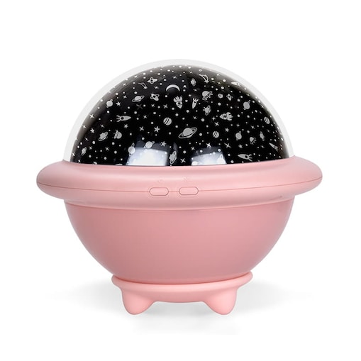 Lampka nocna dla dzieci projektor nieba i gwiazd UFO różowa