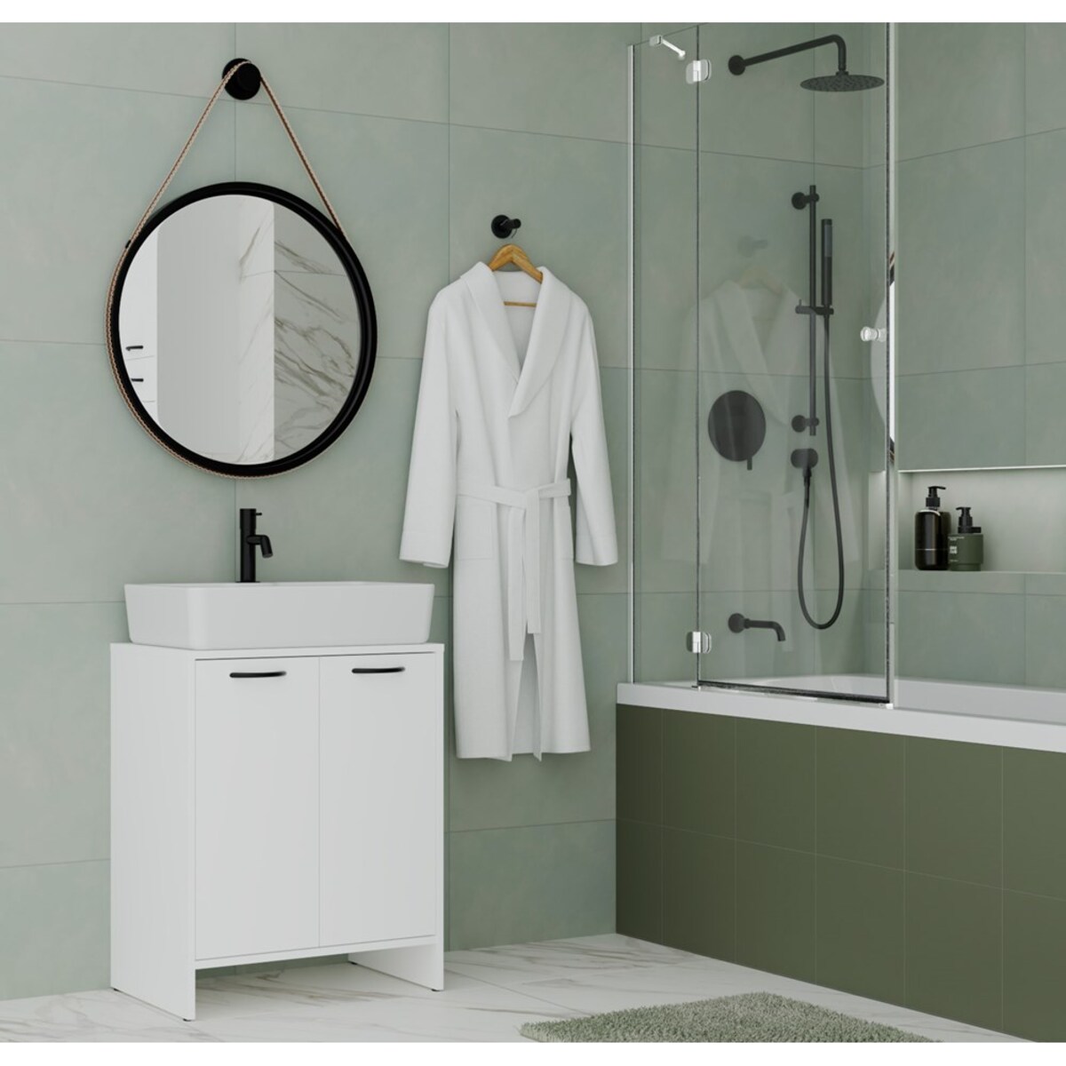 Szafka Łazienkowy Szafka NINA 2DUM BIAŁY 2 Drzwi Półki Regał Pod Umywalkę