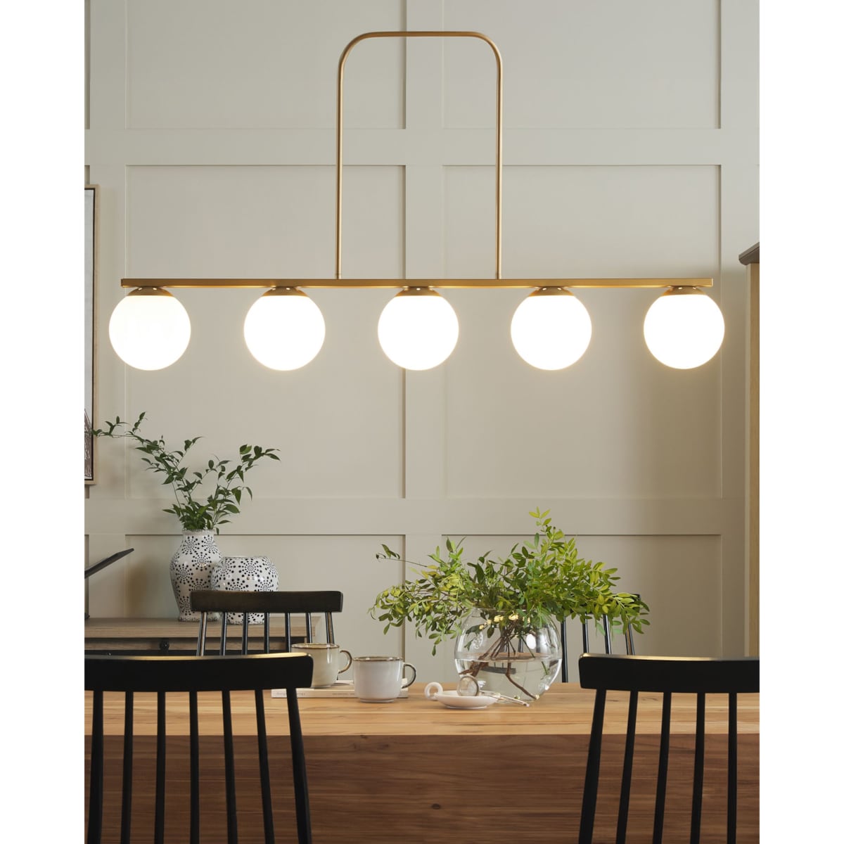 Lampa wisząca 5-punktowa metalowa złota ZIKULI