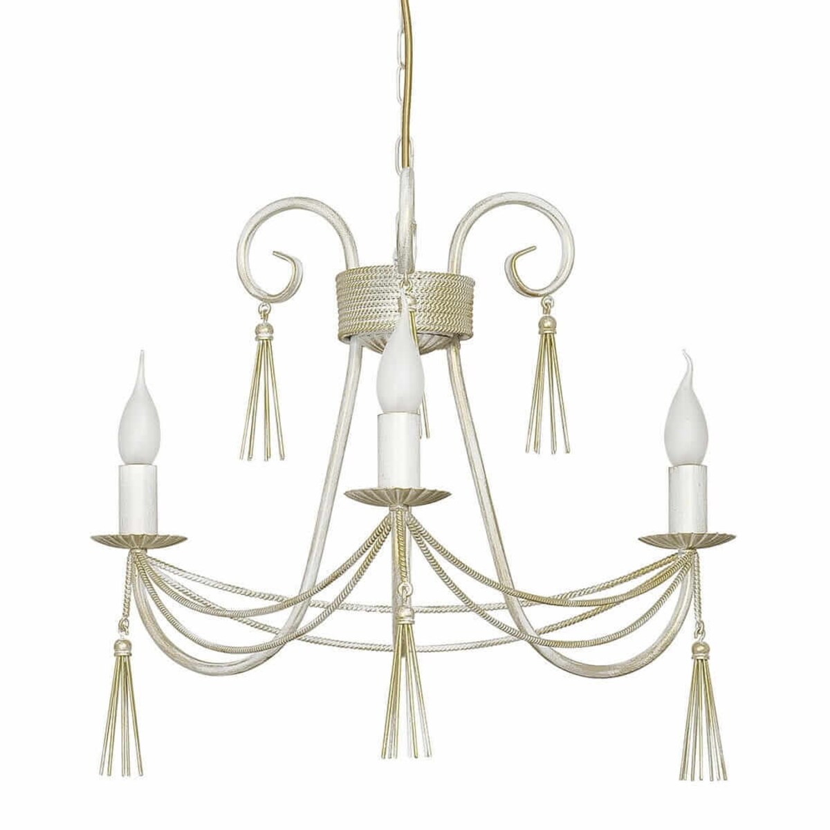 Łańcuchowy żyrandol Twist 4983 Nowodvorski świecznikowa metalowa biała złota