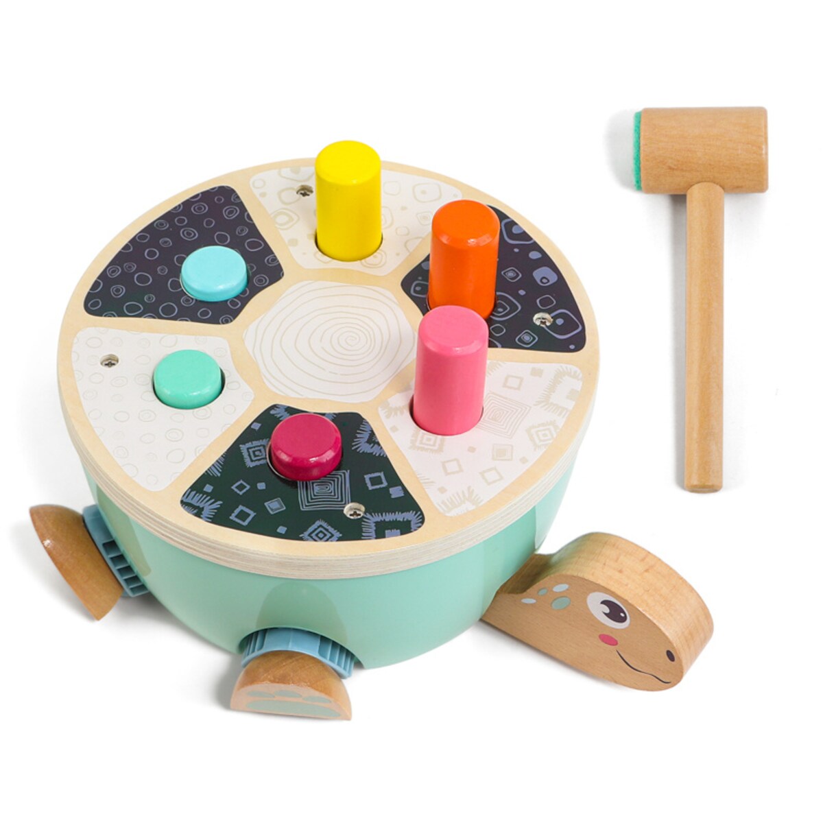 Żółw wbijanka z młoteczkiem dla dzieci – drewniana zabawka motoryczna dla dzieci 18 mies.+ Top Bright