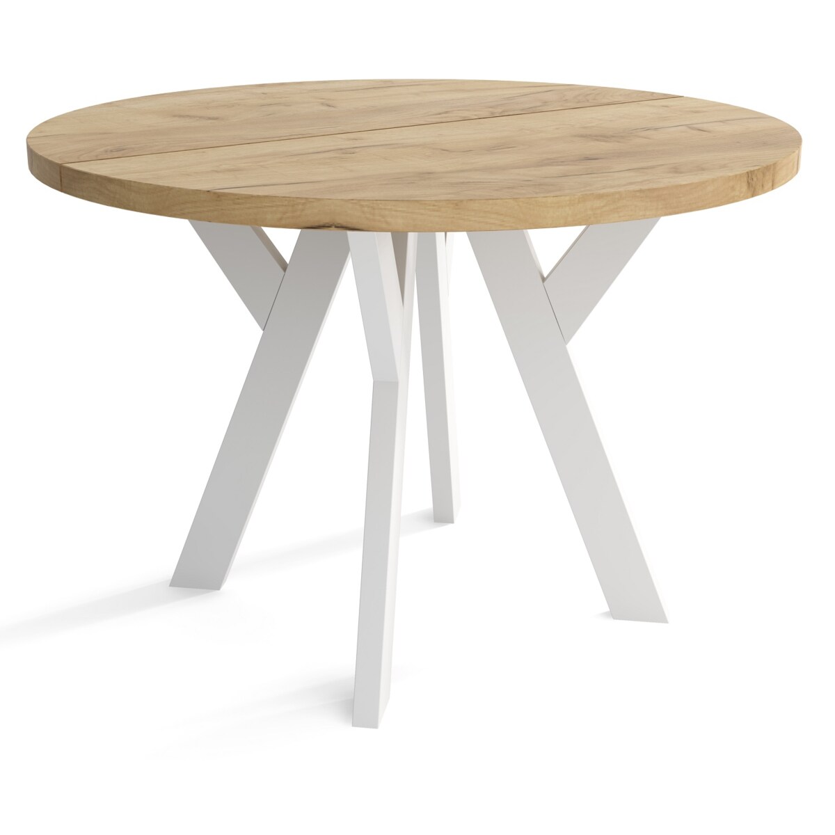 Stół rozkładany okrągły 90/190 - craft złoty+n.białe