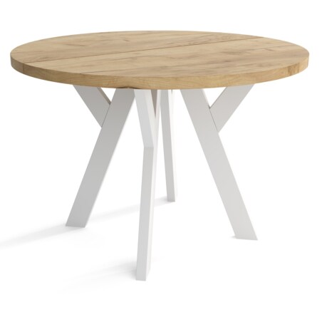 Stół rozkładany okrągły 90/190 - craft złoty+n.białe