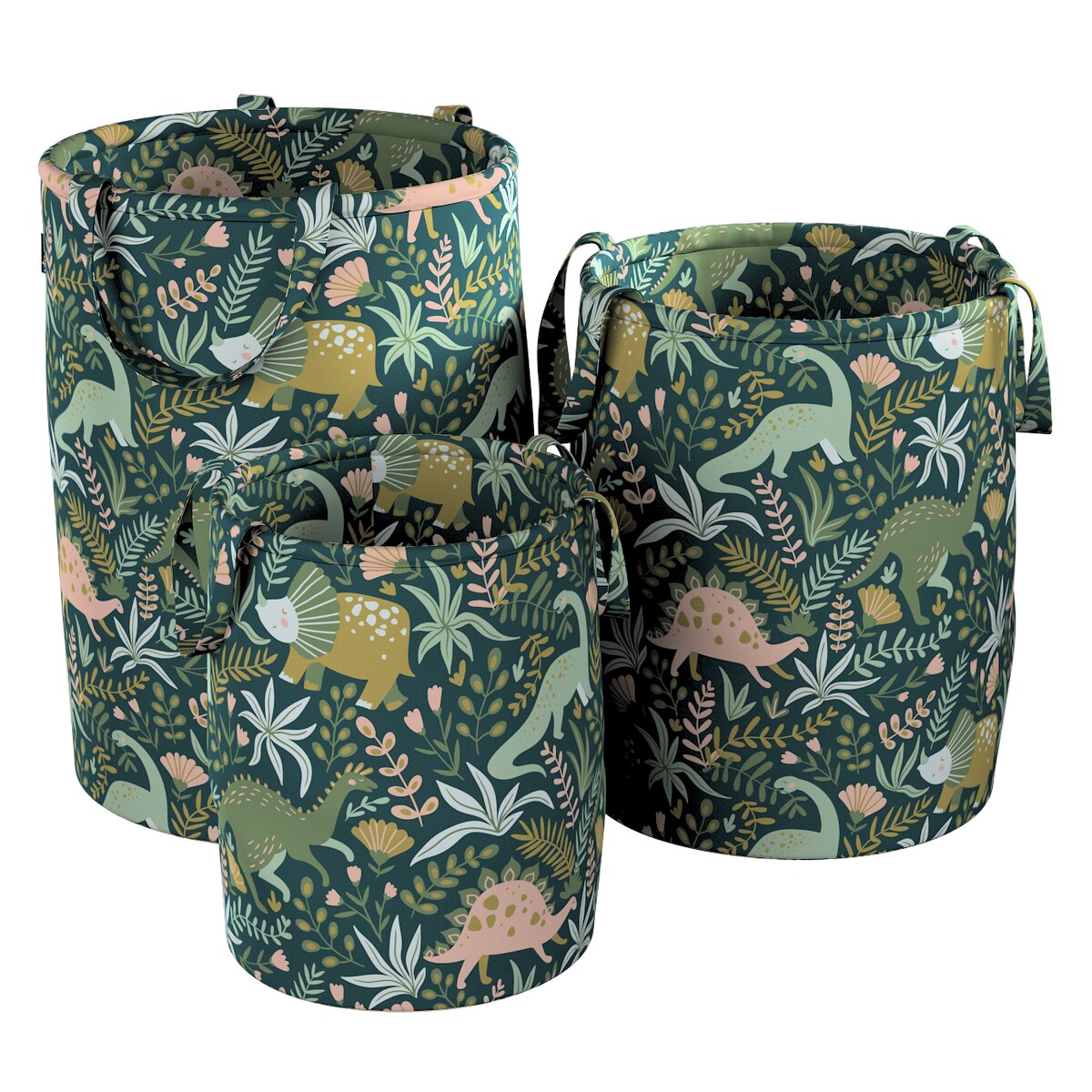 Kosz na zabawki Tobi, dinozaury na zielonym tle, 30x40cm, Magic Collection