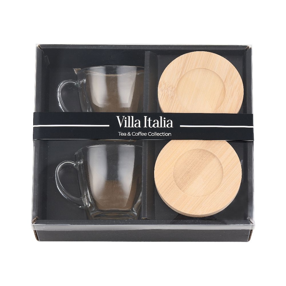 VILLA ITALIA Komplet filiżanek z podstawkami 2 sztuki Zestaw prezentowy SOREL