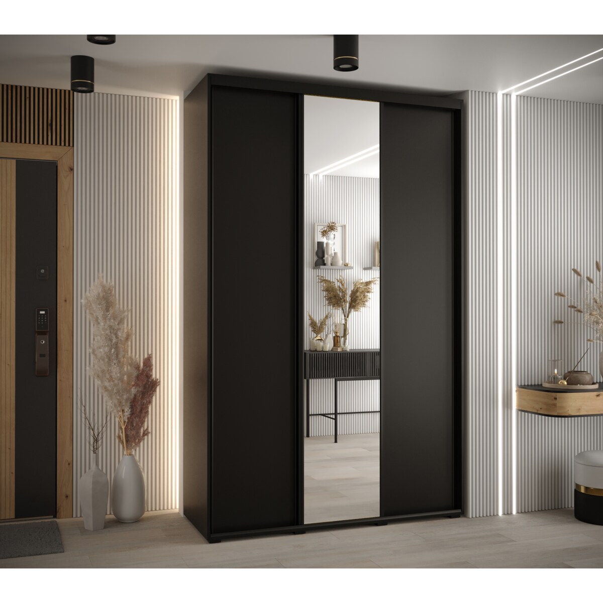 Szafa przesuwna Garderoba DAVOS 3 150 czarny/czarny/czarny