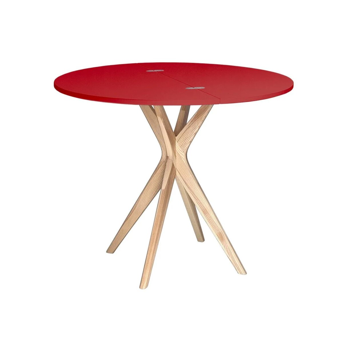 Stół półokrągły CUTTI 90x90 rozkładany czerwony/jesion