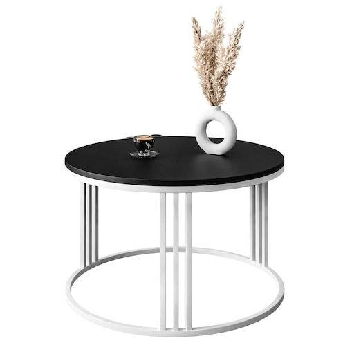 Okrągły stolik kawowy LORI biały czarny mat