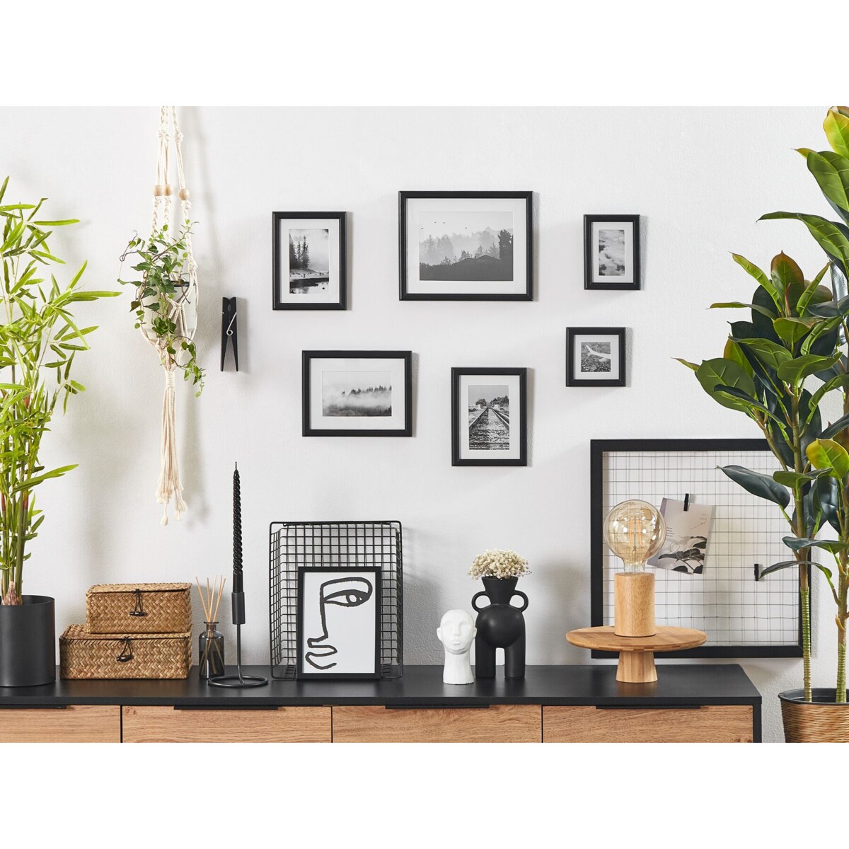 Galeria ścienna krajobrazy 6 ramek czarna ZINIARE