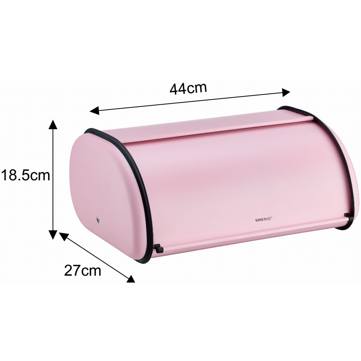 Chlebak stalowy duży 44cm różowy matowy pojemnik na chleb pieczywo bułki KINGHOFF