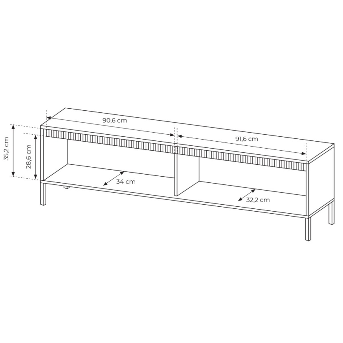 Szafka RTV 187 2D ENSO czarna na metalowych nóżkach
