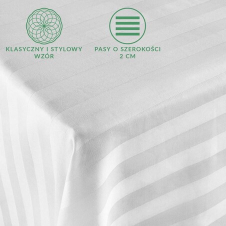 Prześcieradło bambusowe satyna bawełniana 160x240 Bamboo paski, białe