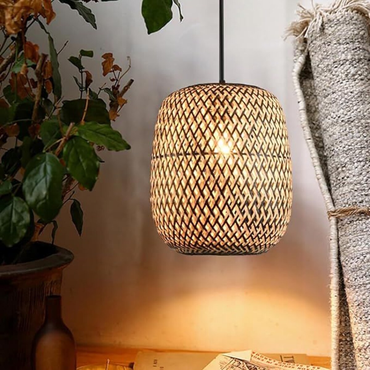 Lampa wisząca pleciona Boho Bamboo APP1542-1CP