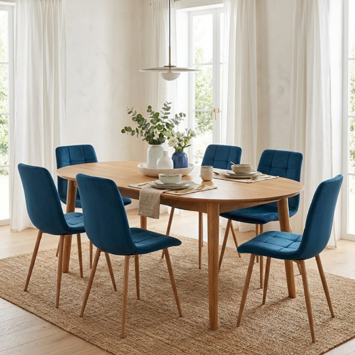 Krzesło tapicerowane do salonu granatowe welurowe pikowane