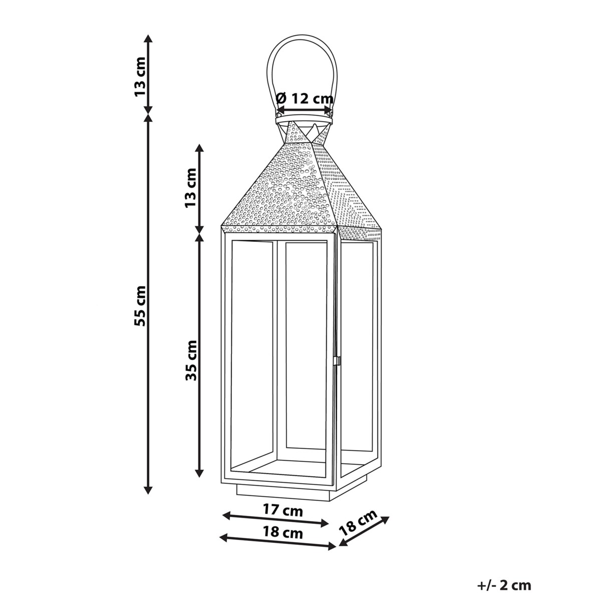 Lampion stalowy 55 cm srebrny BALI