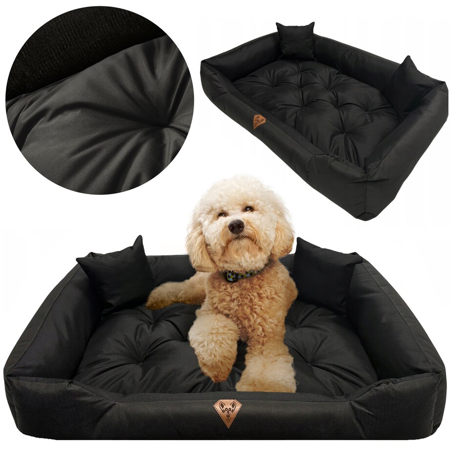 Legowisko Dla Psa Kanapa Posłanie 100X75 Cm Wodoodporne Poduszki Pikowane Czarne