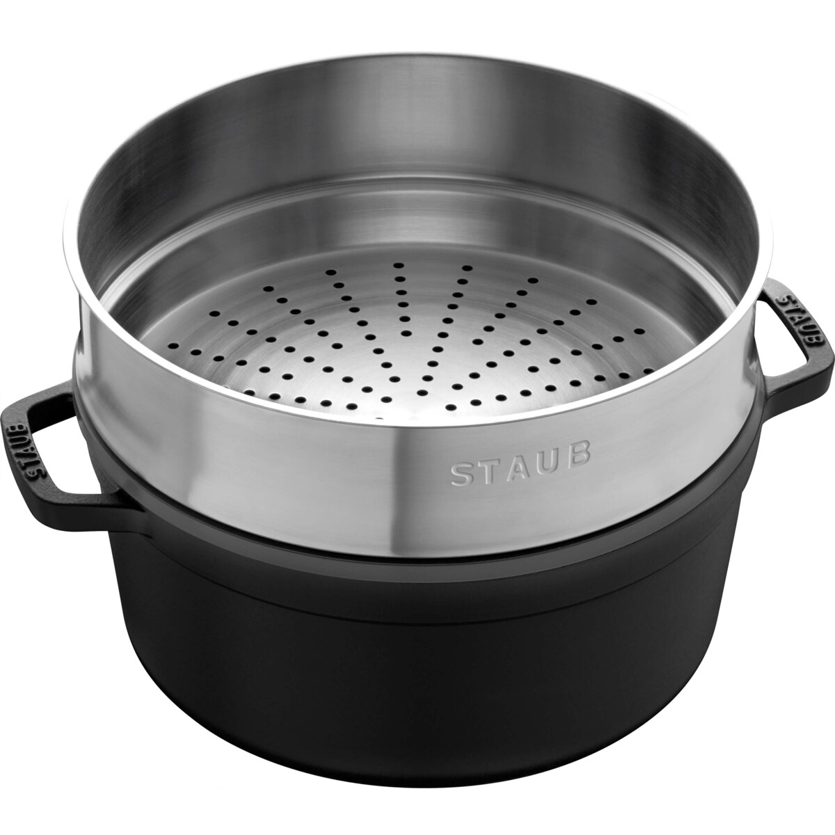 Garnek żeliwny okrągły z wkładem Staub - 3.8 ltr, Czarny