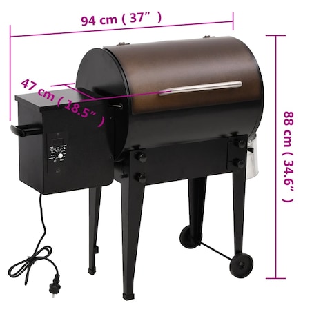 vidaXL Grill na pellet, czarny, 94 cm, żelazo