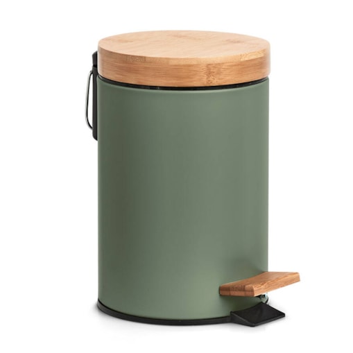 Kosz łazienkowy z metalu i bambusa, Ø 16,8 cm