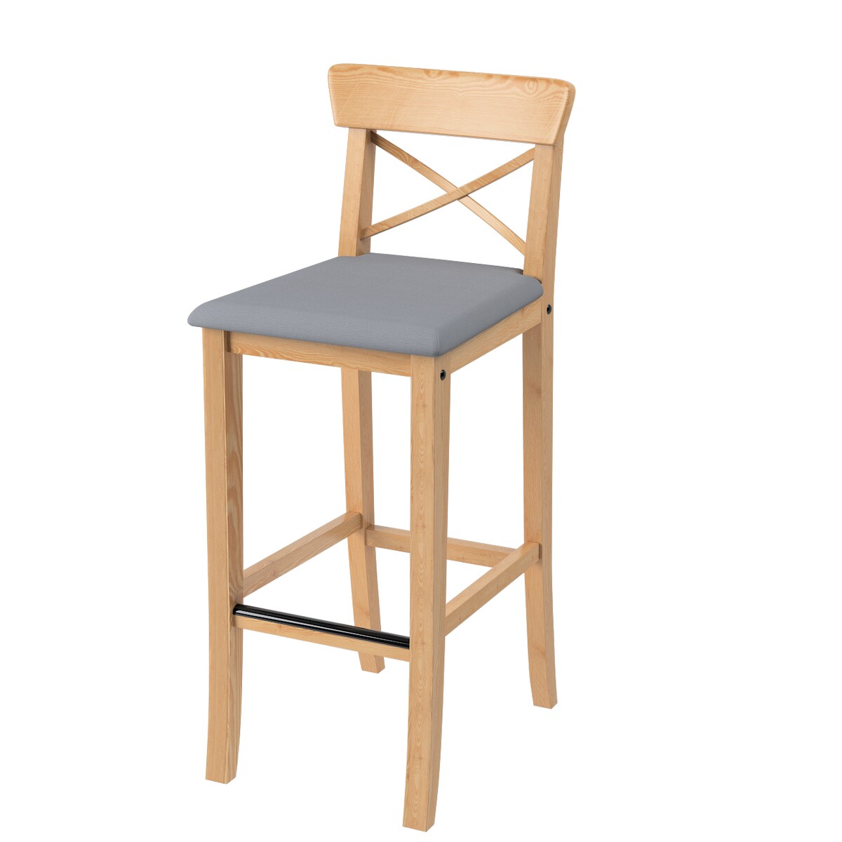 Pokrowiec na krzesło barowe Ingolf z tapicerowanym siedziskiem, slade Grey (szary), Ingolf, Cotton Panama