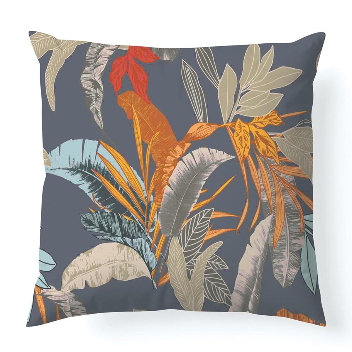 Poszewka satynowa 40x40 Tropenza tropikalne liście na szarym tle, Satynlove