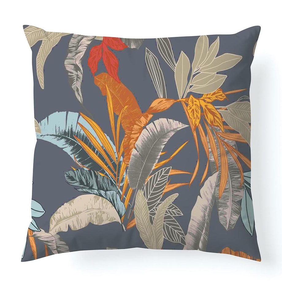Poszewka satynowa 40x40 Tropenza tropikalne liście na szarym tle, Satynlove