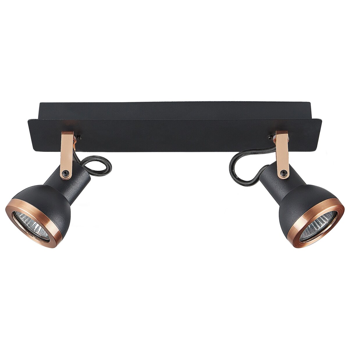 Lampa sufitowa 2-punktowa prostokątna metalowa czarna z miedzianym BARO